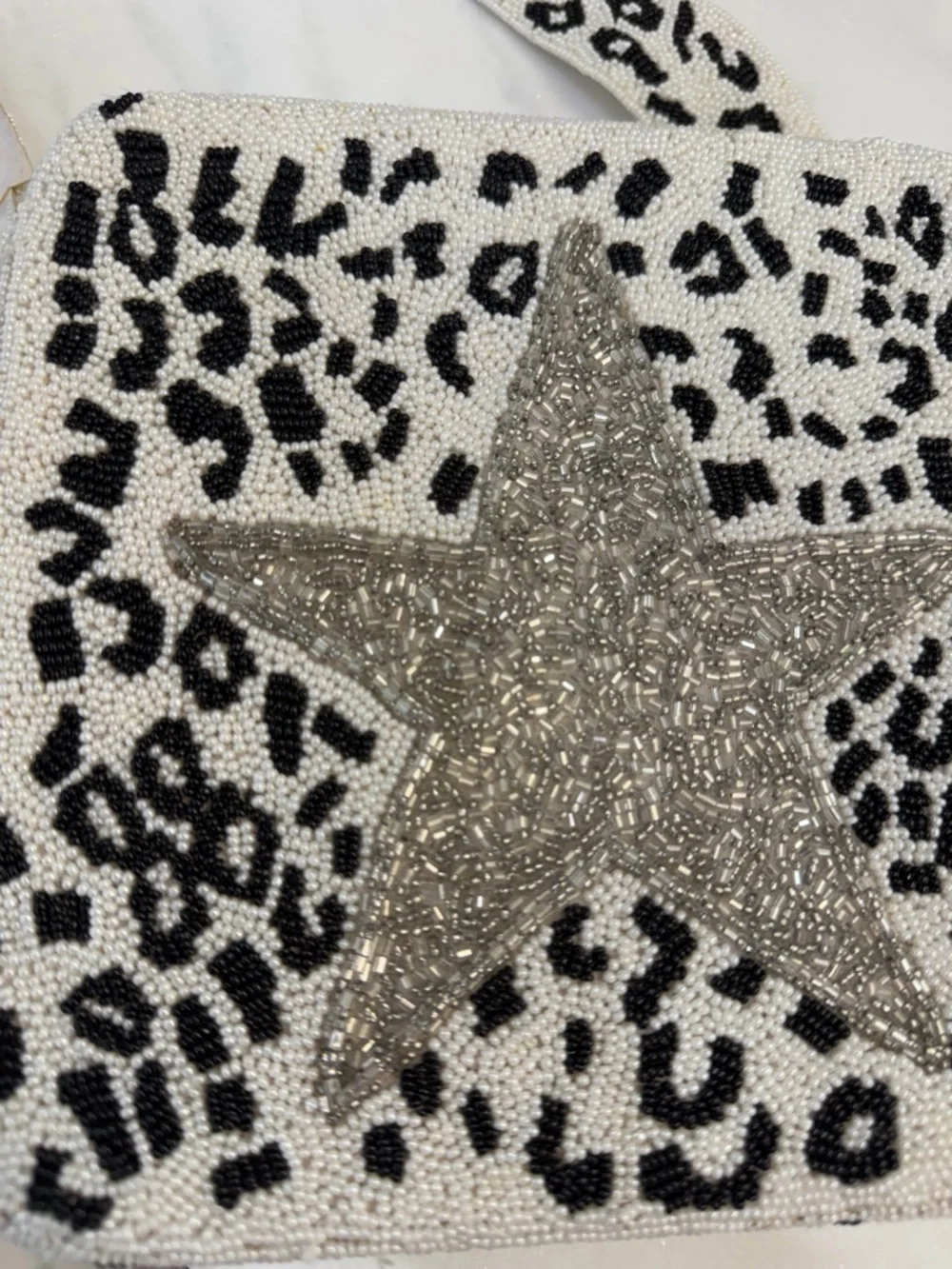 Hand Beaded Leopard Print Crossbody Bag - Picture 2 of 6